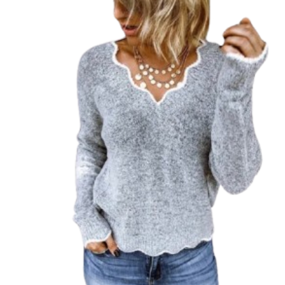 Haptics by Holly Harper Gray White Pullover Sweater Sz S/M